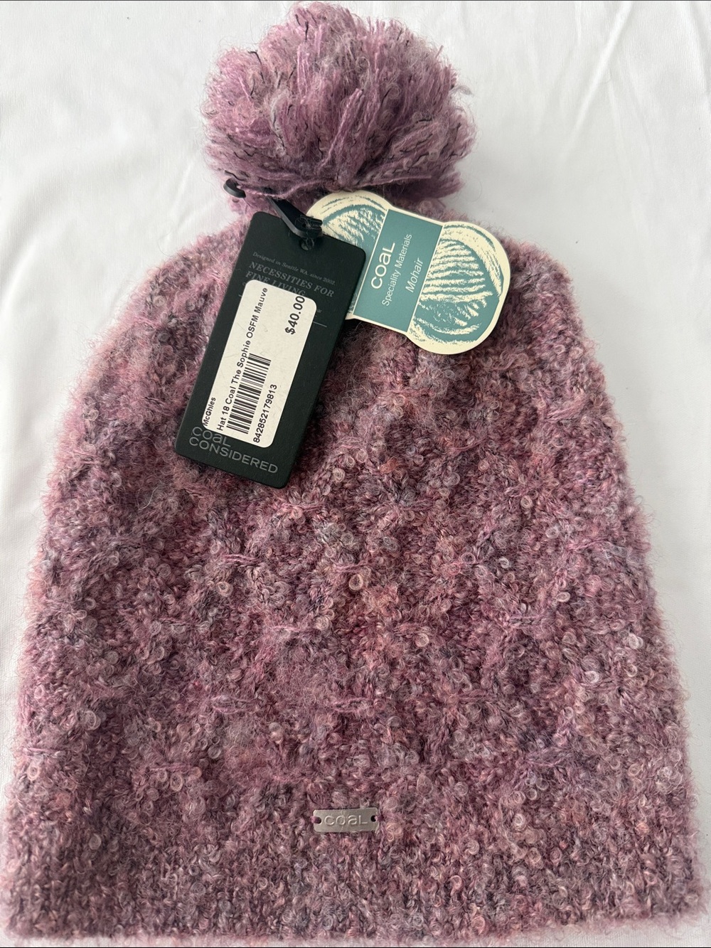 Coal Women’s Plush Pom Beanie in Mauve Pink